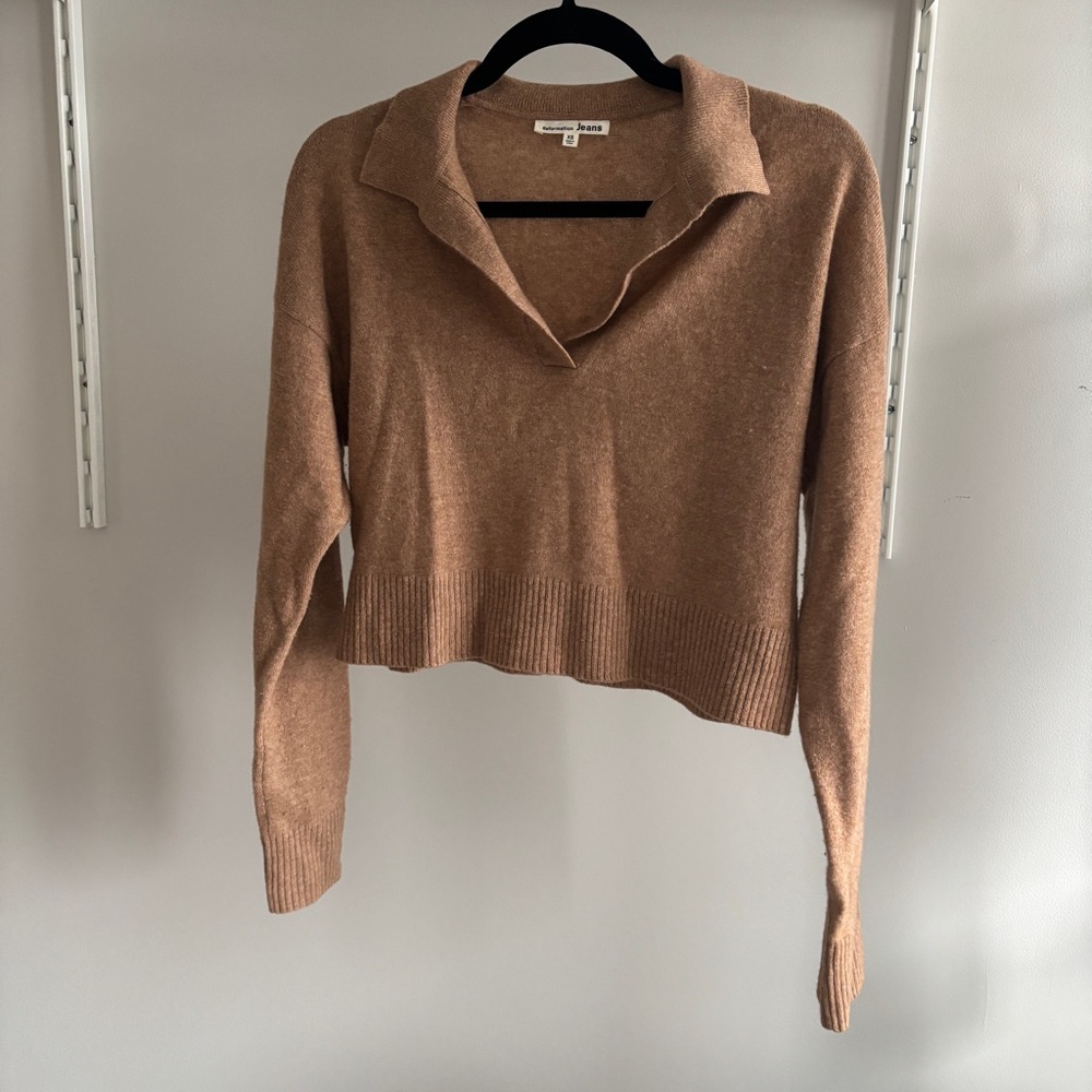 Reformation Brown V-Neck Sweater - Picture 5 of 5